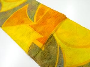 リサイクル　手織り紬抽象模様織出し名古屋帯